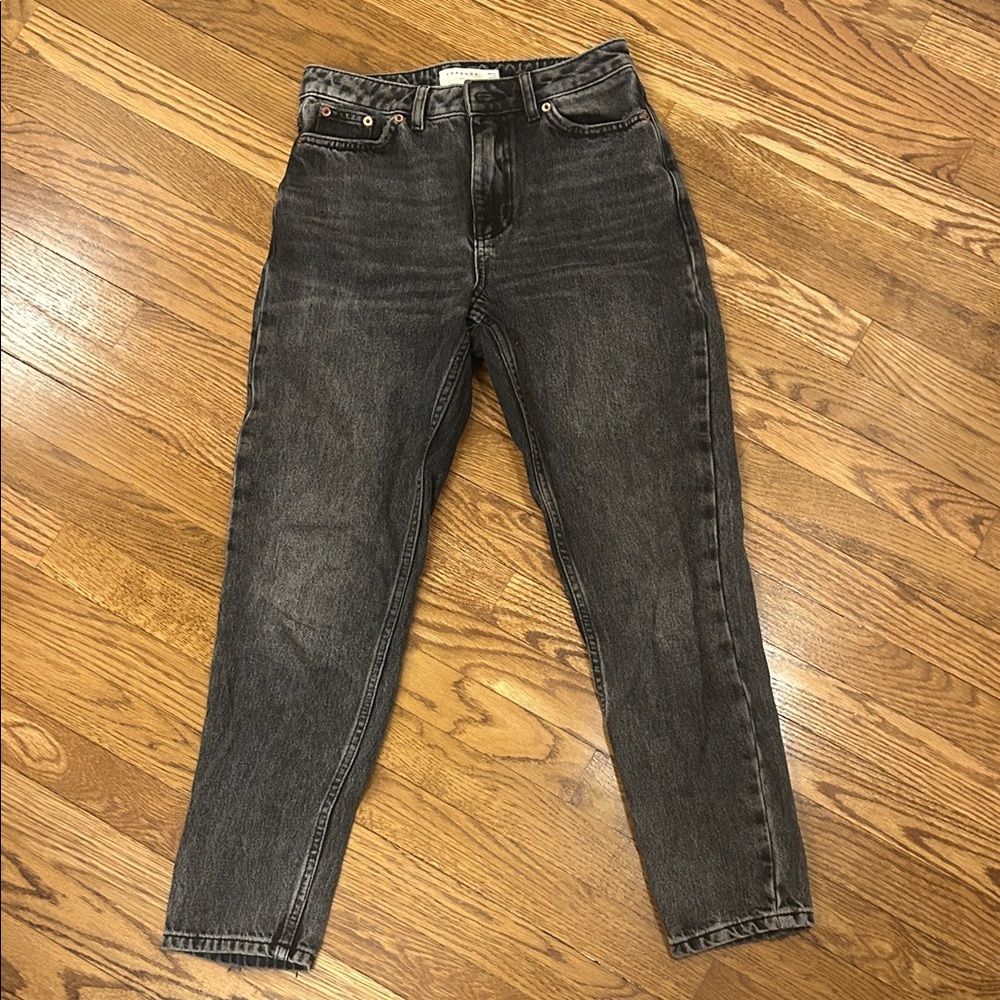 Topshop Charcoal High-Waisted Jeans